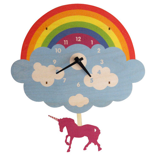 Rainbow Unicorn Pendulum Clock