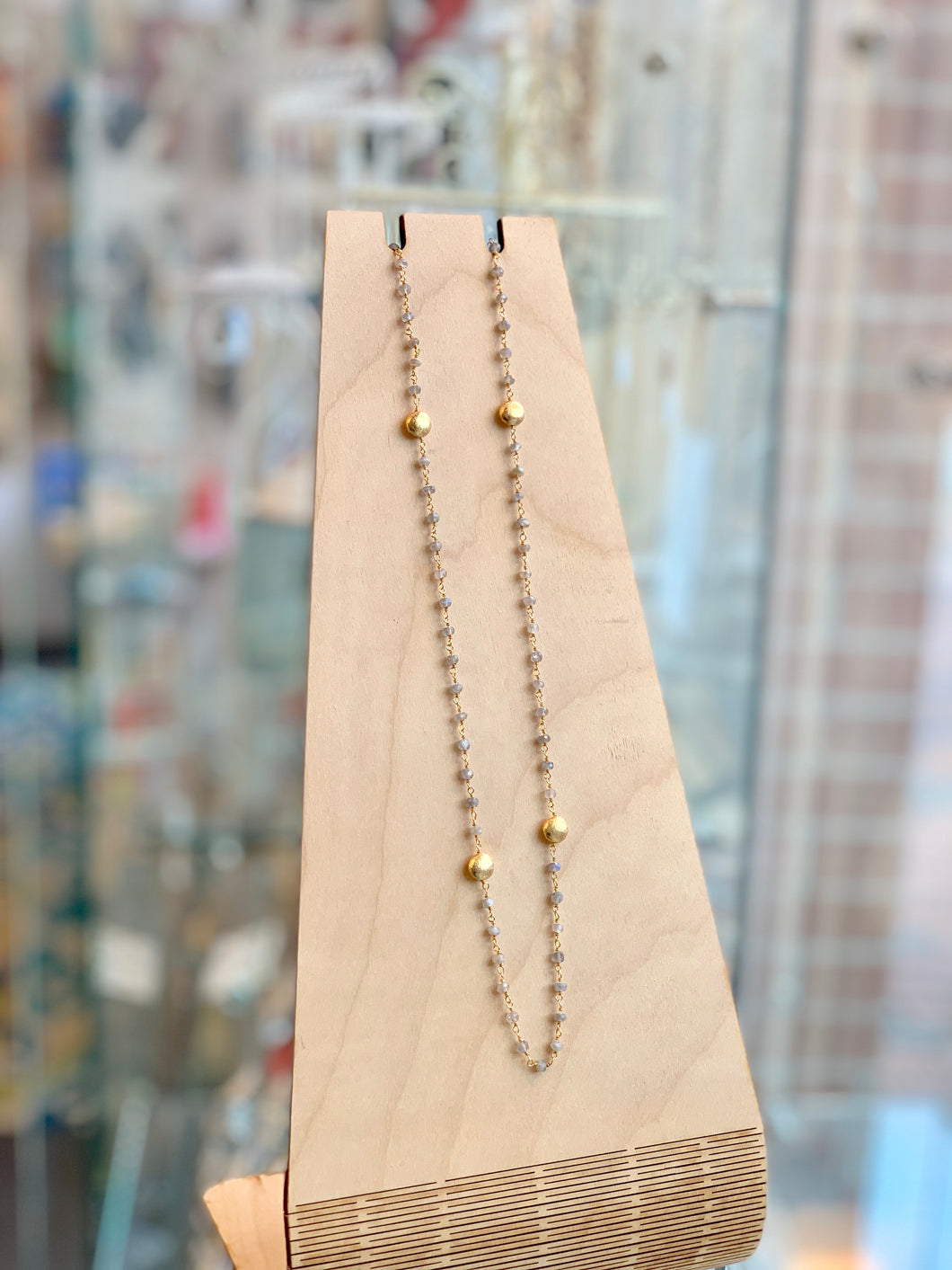 Labradorite & Gold Double Wrap Necklace